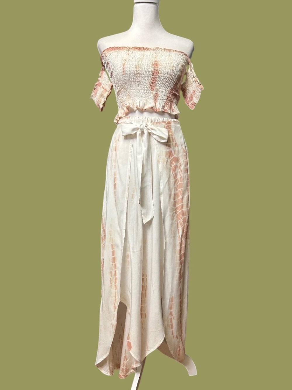 Kiwi & Punch 2pc Shirred Top with Palazzo Pants